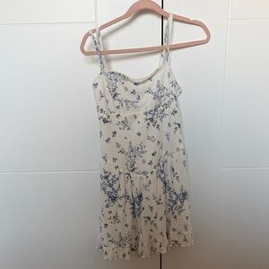 Art Class Cream and Blue Floral Kids Dress